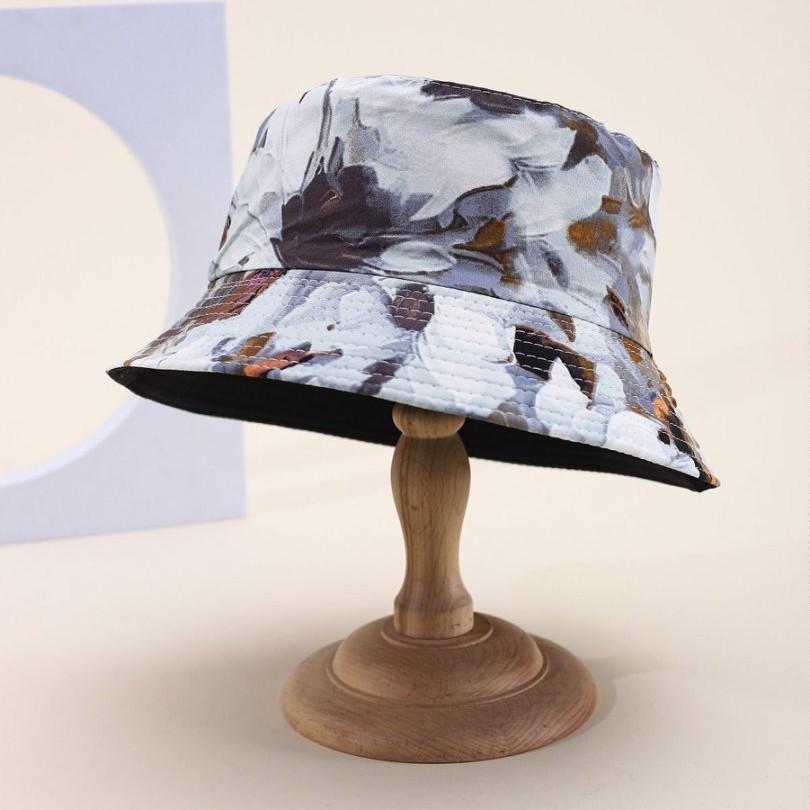 Flower Pattern Bucket Hat Men'S Double-Sided Basin Hat Women'S Trend Versatile Outdoor Sun Hat