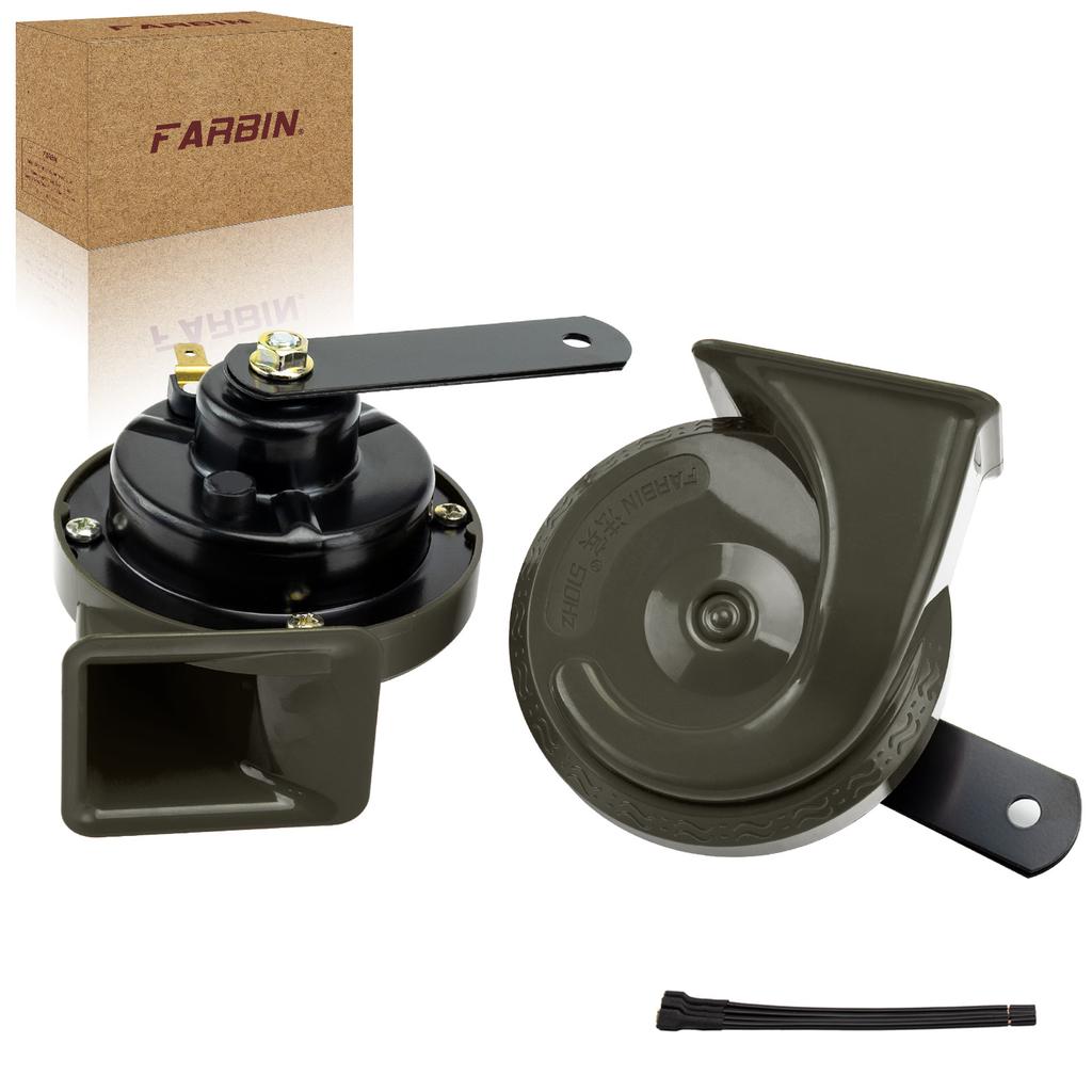 FARBIN Car Horn Loud 12v High/Low Tone Super Loud Horn Waterproof Electric Horn for Truck Motorcycle Train Black/Blue/Red/Yellow