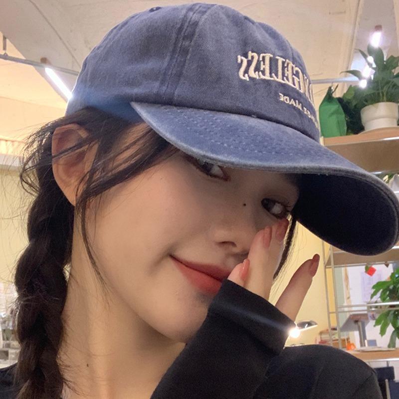 Retro Baseball Cap Female Embroidered Letters Peaked Cap