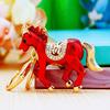 Keychain Pendant Double-Sided Rhinestone Chinese Zodiac Fortune-Attracting Horse Key Chain Metal Handbag Charm