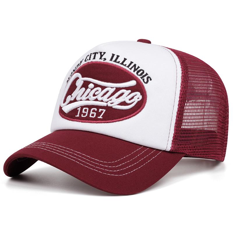 Chicago 1967 Letter Embroidered Sponge Baseball Cap, Men's and Women's Outdoor Sports Event Mesh Cap, Baseball Cap