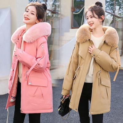 Big Fur Collar Fashion Down Jacket Long 2023 New Hooded Winter Plus Velvet Thick Coat