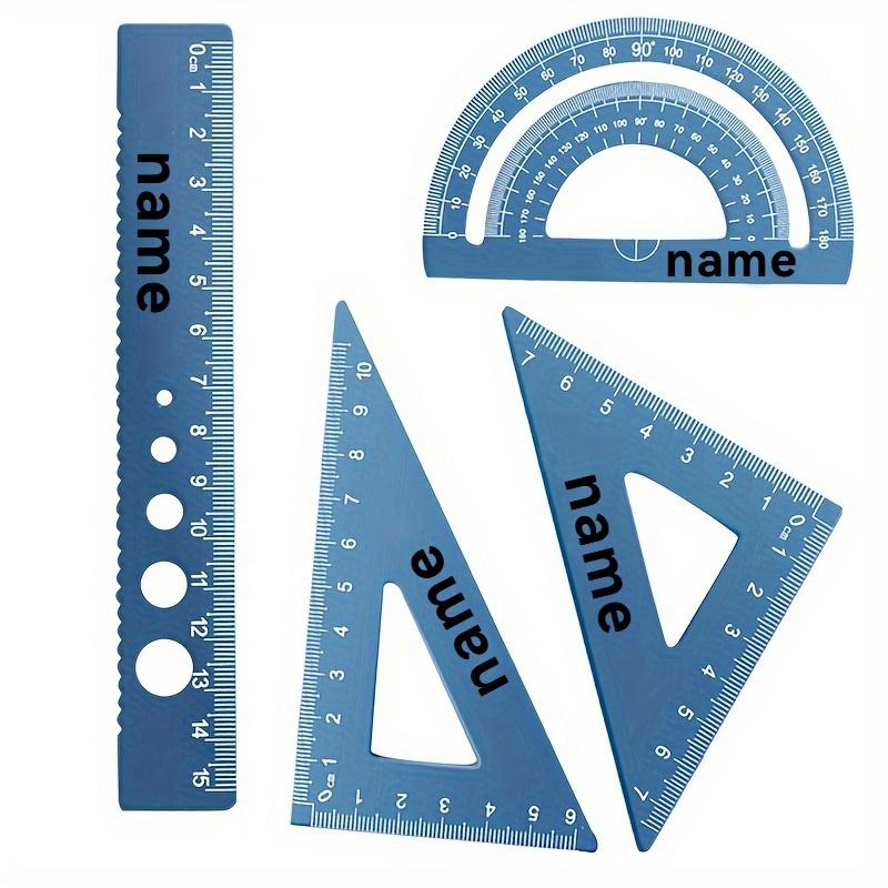 4pcs Customizable Metal Drawing Set with Storage Box, Student Measuring Ruler Kit, Multifunctional Set