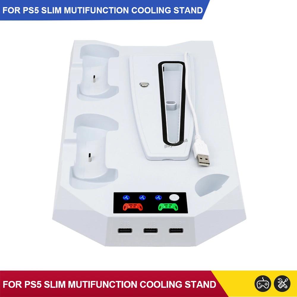3 Mode Cooling Fan for PS5 Vertical Stand 2 Controller Charging Dock for PS5 Slim Disc Digital Edition