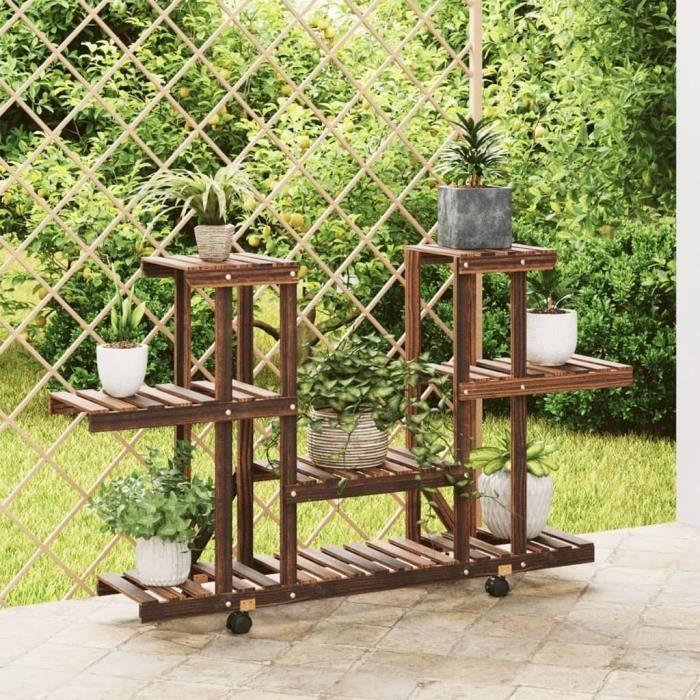 VidaXL Support à fleurs avec roues 110x25x78 cm bois massif de sapin 362855
