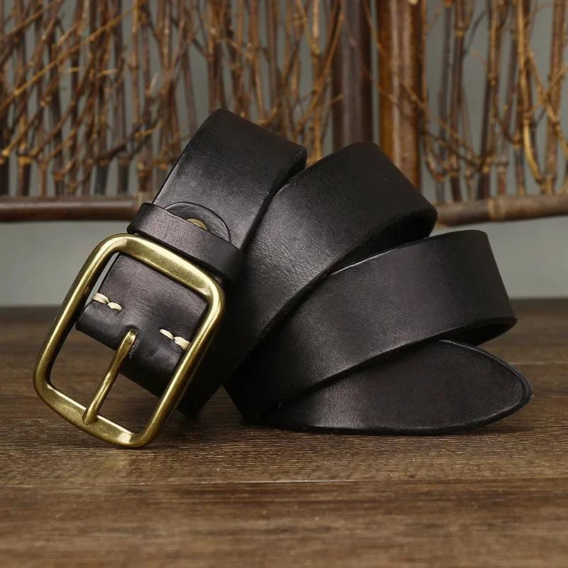 

3,8 см чистая коровья натуральная кожа для мужских джинсов высокого качества с латунной пряжкой ремни ковбойский пояс мужской модный дизайнер роскошь 125cm чёрный