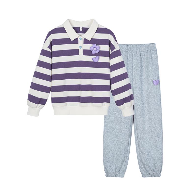 Fu Luomi Girls  Striped Top & Jogger Set 140