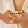 Stainless steel inlaid zircon bangle, high-end hand jewelry, titanium steel open bangle for women