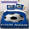 Custom Name Soccer Ball Neon Bedding,Quilt Set Quilt Cover Pillowcase Home Birthday Gift(1 * Duvet Cover + 2 * Pillowcase, Without Core)_lx