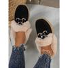Winter New Metal Buckle Fleece Cotton Shoes Women's 2025 Plus-size Thick-soled Warm Fur Sneakers
