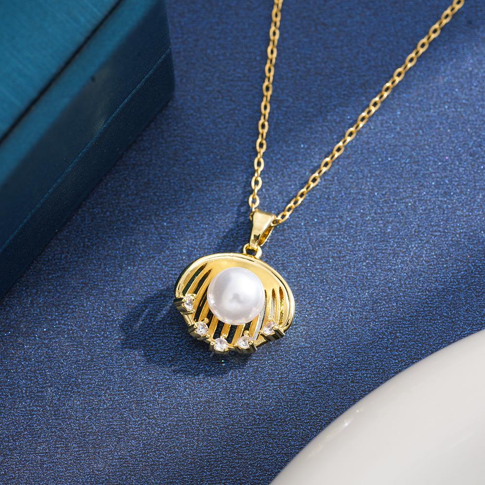 Womens Japanese & Korean Inspired Ocean Element Jewelry: Alloy Pendant with Faux Shell & Starfish