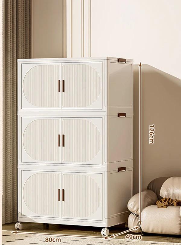 Folding Storage Box Storage Cabinet With Wheels Multifunctional Box With Pulley Household Sorting Wardrobe Organizer Container
