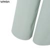 VONDA 2PCS Women 3/4 Sleeve Blouse and Pants Casual Elegant Two Piece Suit Sets