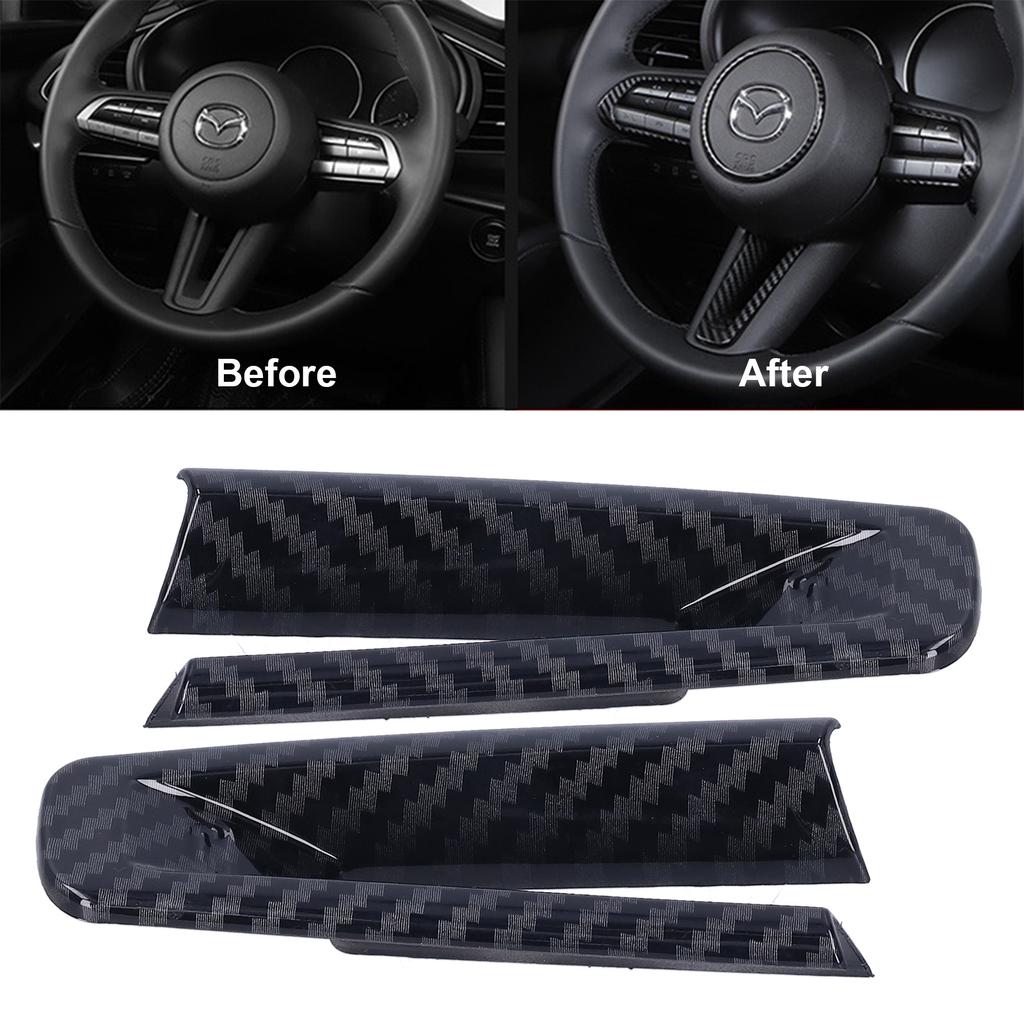 Car Steering Wheel Trim Cover Decoration Sticker Bottom Fit for Mazda 3/Axela 2020Carbon Fiber Style Glossy Black