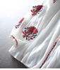 Ethnic Style Embroidered Lantern Sleeve Plus Size Cotton Linen Shirt