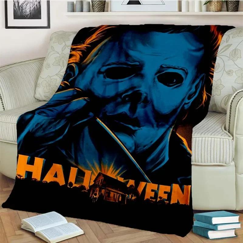 HD Horror Movie Game Halloween Gift Blanket Michael Myers Sofa Bed Decor Warm Flannel for Outdoor Picnic Car