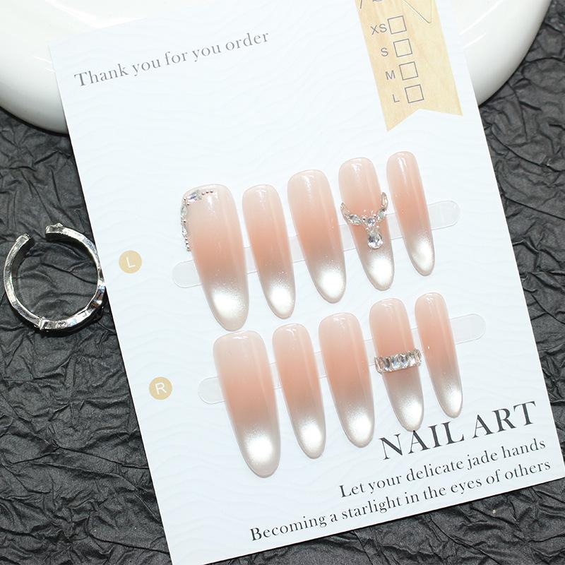 Silver Mirror Aurora Handmade Removable Nails – High-End Daily Wear Manicure