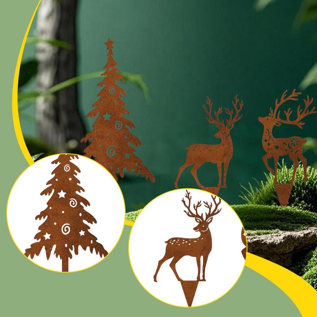 Silhouette-Pfahl Weihnachts-Gartendekoration Metall-Terrassen-Dekoration Vielseitige Kunst-Dekoration für Feiertags-Außenbereich