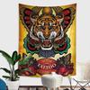 VIKAMA Wild Tiger Vintage Tattoo Tapestry for Women Fadeproof Wall Decor for Living Room Bedroom Unique Animal Print Home Decor