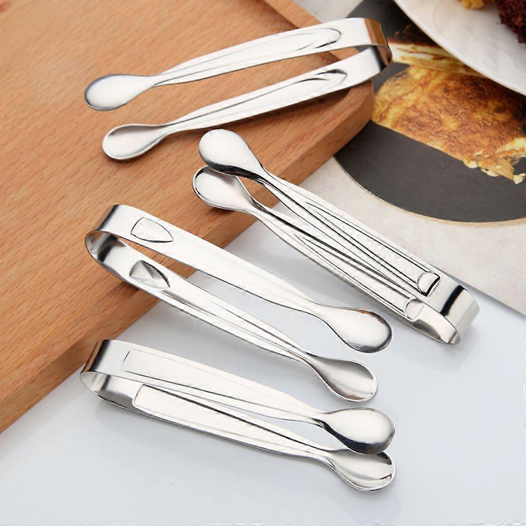 2pcs Stainless Steel Coffee Sugar Tongs BBQ Grill Tongs Kitchen Tools