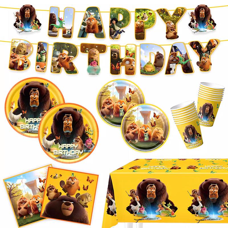 Beaver Birthday Decorations Beaver Party Accessories Cups Ballons Plates Birthday Party Backdrops Hot Anime Decorations