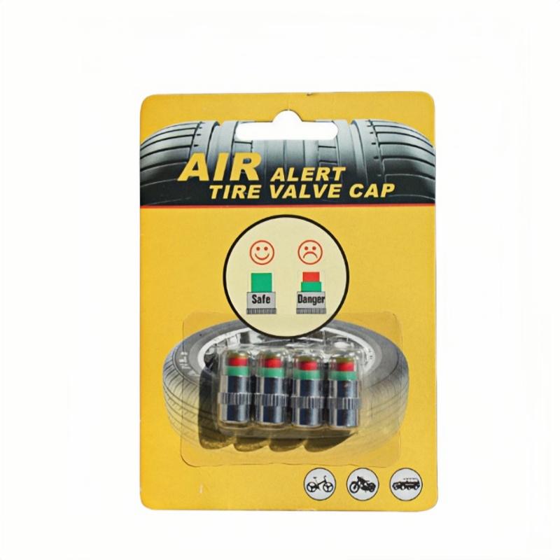 Tire pressure monitoring cap,tire pressure cap, pressure measuring cap, valve core,tire pressure monitor, safe tire pressure cap 4pcs  Silver color