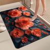3D Floral Diatomaceous Earth Bath Mat - Absorbent, Quick-Dry, Stain & Wear Resistant Doormat