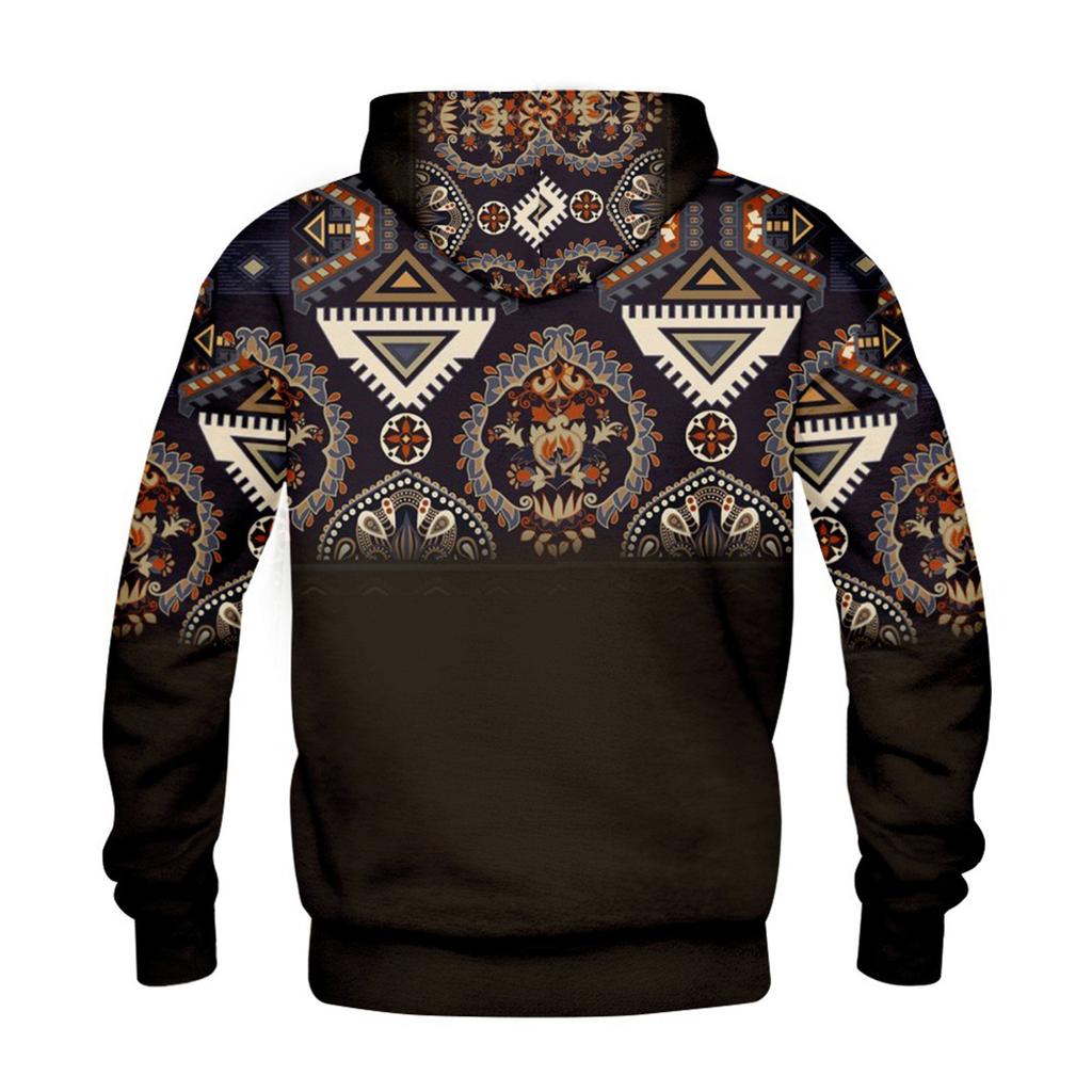 Men's Personalized Casual Printing Long Sleeve Zipper Sweater Thick Cotton Suit Winter