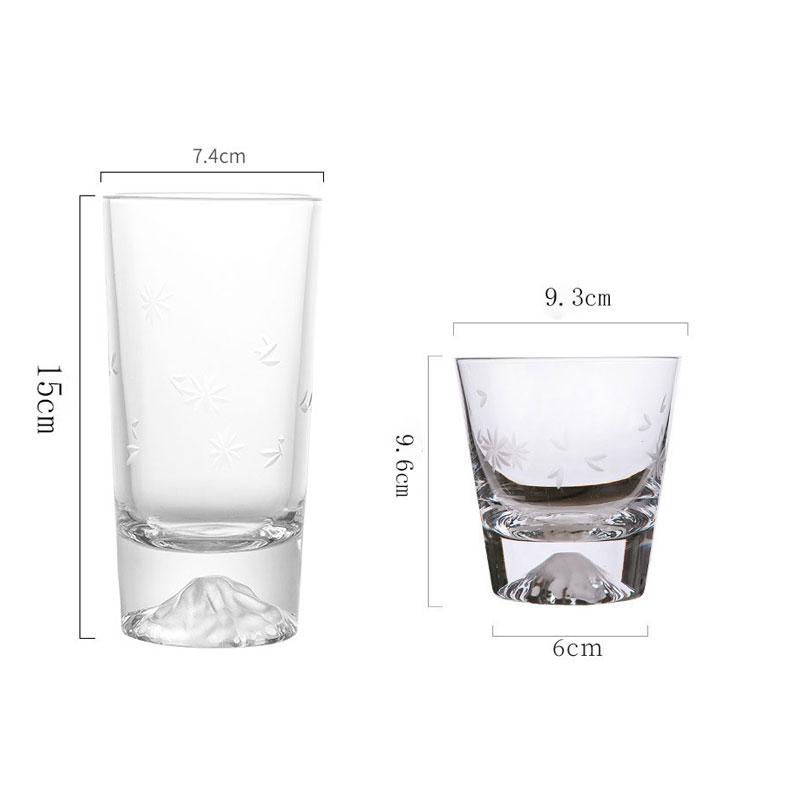 310ml/350ml Wine Glass Dark Engraved Star Fuji Mountain Glass Ancient Crystal Glass Whisky Glass Foreign Wine Glass Beer Glass
