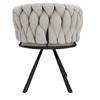 Linen Dining Chair, Set of 2, Light-colored Luxury Living Room Bedroom Swivel Chair, Leisure Chair with Four Metal Support Legs, Linen Beige and Black