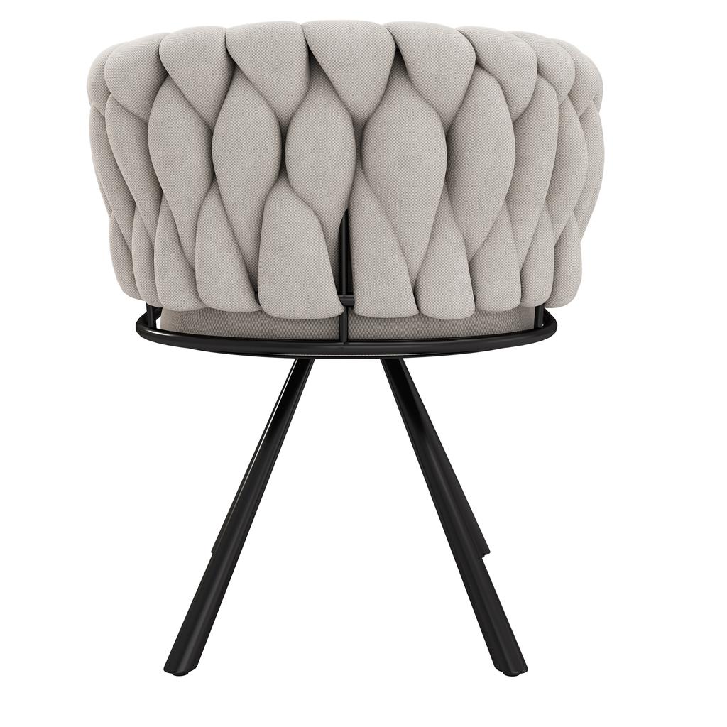 Linen Dining Chair, Set of 2, Light-colored Luxury Living Room Bedroom Swivel Chair, Leisure Chair with Four Metal Support Legs, Linen Beige and Black