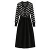 Autumn and Winter   Women's Plus-Size Velvet Patchwork Dress   Long V-Neck Knit Dress