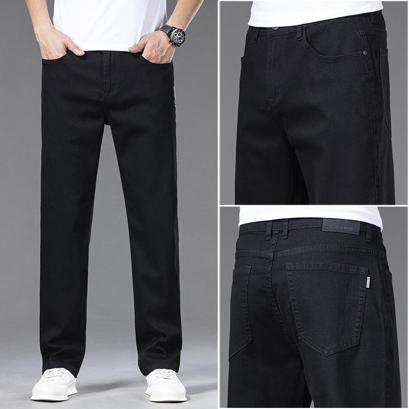 Jeans Men s Thin Summer American Loose Straight Pants Versatile Wide Leg Straight Pants Trendy Men s Pants 29 чёрный