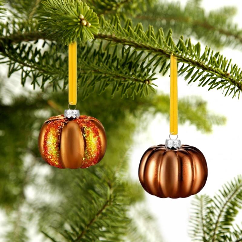 Christmas Ornament Garden Decoration Pumpkin Shape Exquisite Christmas Decoration Party Decoration 6/12PCS