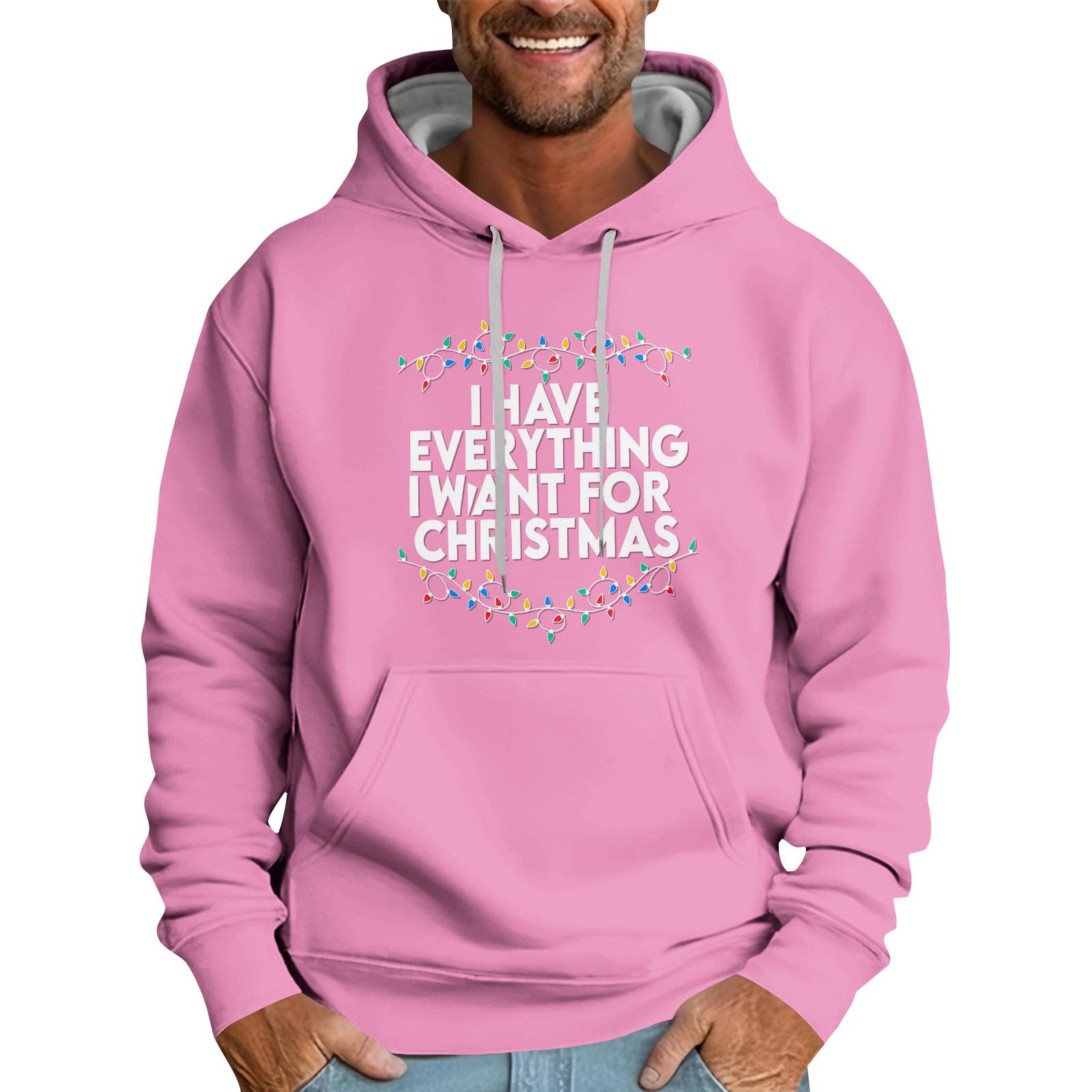 

Свободное мужское худи с рождественским принтом XXL розовый
