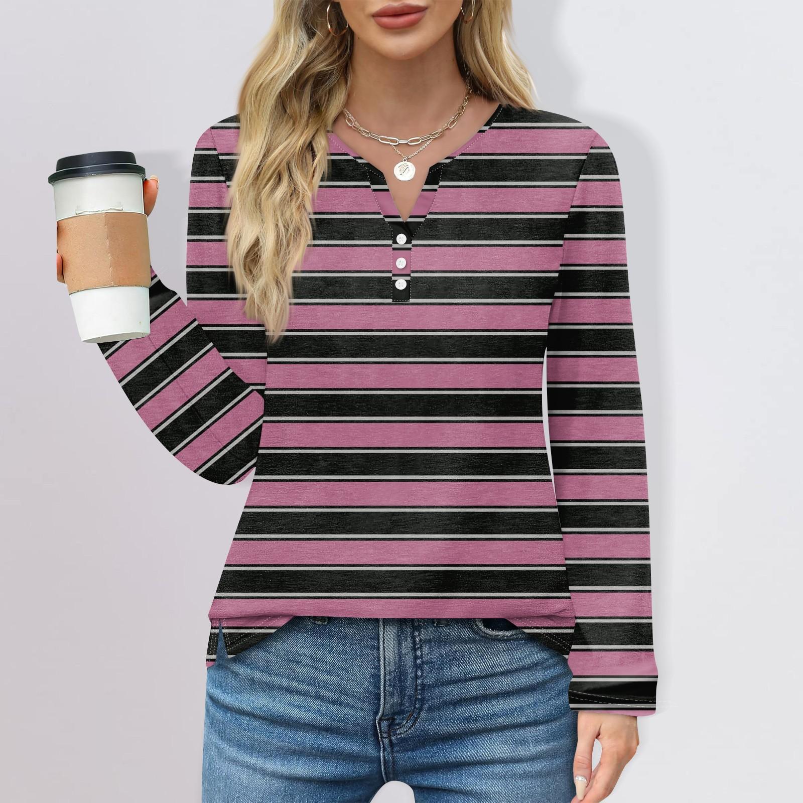 

Женская мода повседневный топ с разрезом по низу и принтом в полоску и круглым вырезом с длинными рукавами XXXL