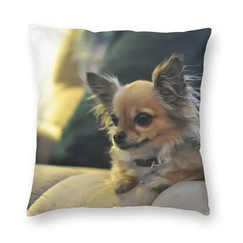 

Personalized Chilly Chihuahua Square Pillow Case Home Decorative Pet Dog Cushions Throw Pillow for Car Double-sided Printing 12x12Inch