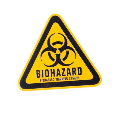 BUGUUYO 1pcs Biochemical Logo Sticker Dangerous Biohazards Symbol Biohazard Warning Label Metal Sticker Small