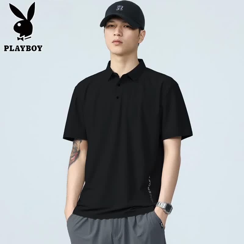 PLAYBOY Men's Ice Silk Quick Dry Loose Fit Polo Shirt