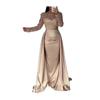 Sequin Sheer Mesh Long Sleeve Maxi Dress for Women Flowy Glitter A-line Long Dress Formal Cocktail Evening Gown