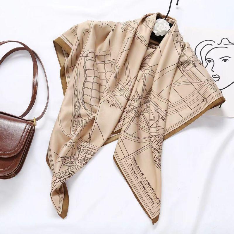Versatile Shawl Animal Print Black And White Simple Large Square Scarf 90 * 90Cm Simulated Silk Twill Silk Women'S Silk Scarf