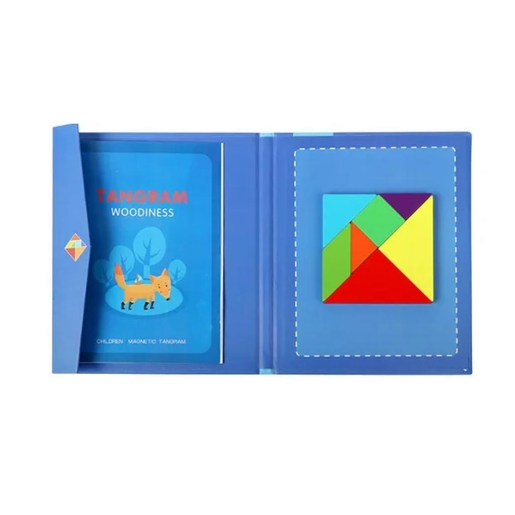 Wooden  Magnetic Tangram Puzzle Book Educational Toys For Children Baby Kid Portable  Learning Intelligence