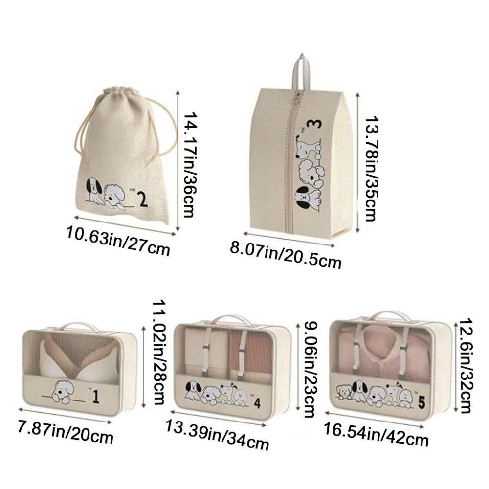5Pcs/Set Dustproof Suitcase Packing Bag Large Capacity Clothes Underwear Storage Bag  Travel