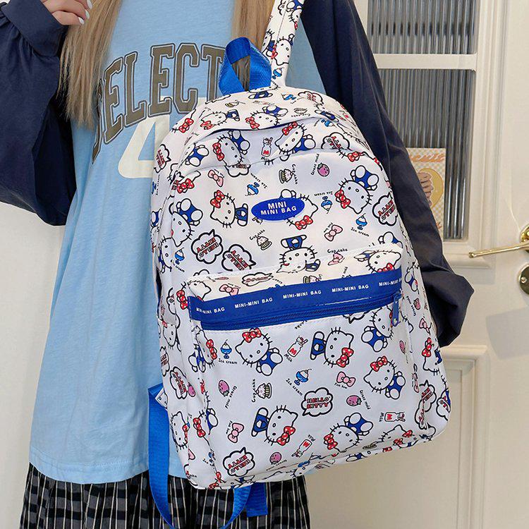 Hello Kitty Double Shoulder Backpack for Students - Cute Cartoon Design for Middle & High School Travel & Campus Outings.