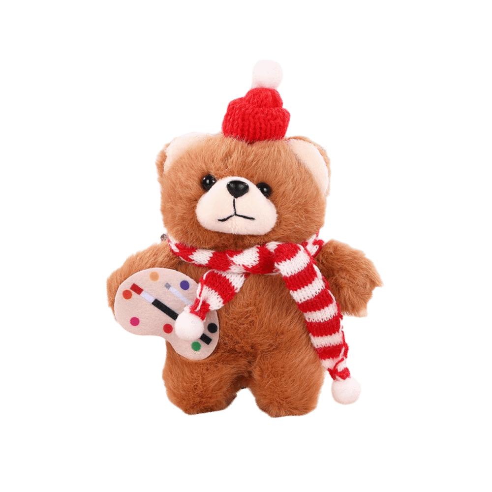 With scarf Christmas Bear Plush Toy Cartoon Animal Bear Plush Dolls Schoolbag Ornaments