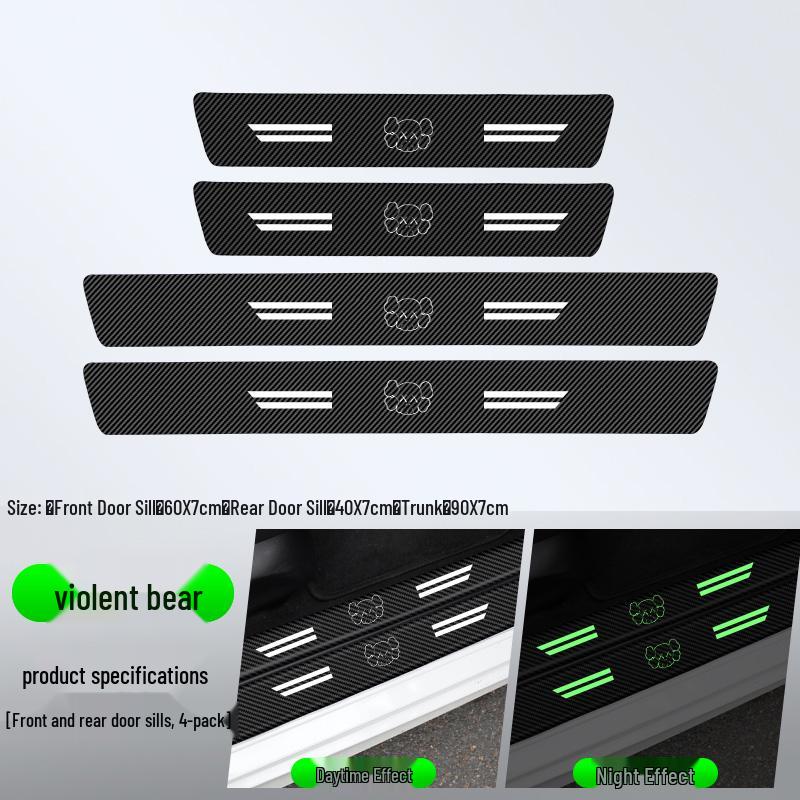Compatible Door Sill Trim and Protective Anti-Stepping Stickers for Haval H6, M6, H9, Big Dog, First Love, and F7 - Glow-in-the-Dark Option Available.