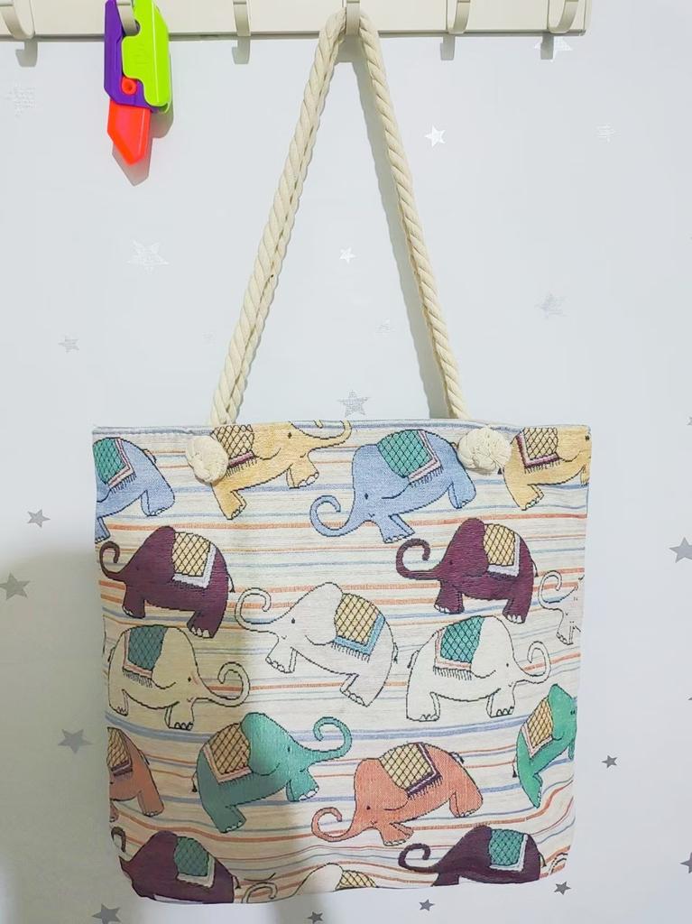Ethnic style large shoulder bag South East Asia style double-sided embroidery cartoon animal elephant canvas bag female travel bag