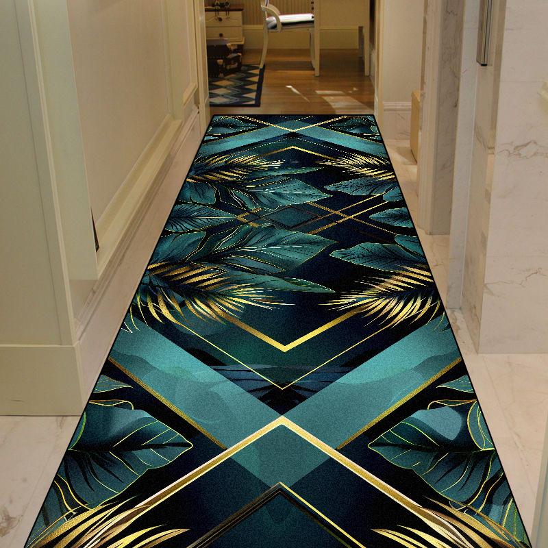 Green Plant Pattern Long Corridor Carpet Living Room Light Luxury Rug Home Hall Runner Carpet Non-slip Doorway Hallway Floor Mat