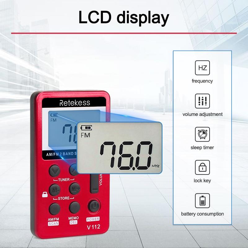 Mini Pocket Radio Receiver Portable Radios AM FM Rechargeble Sleep Time Earphone For Walkman Go Hiking