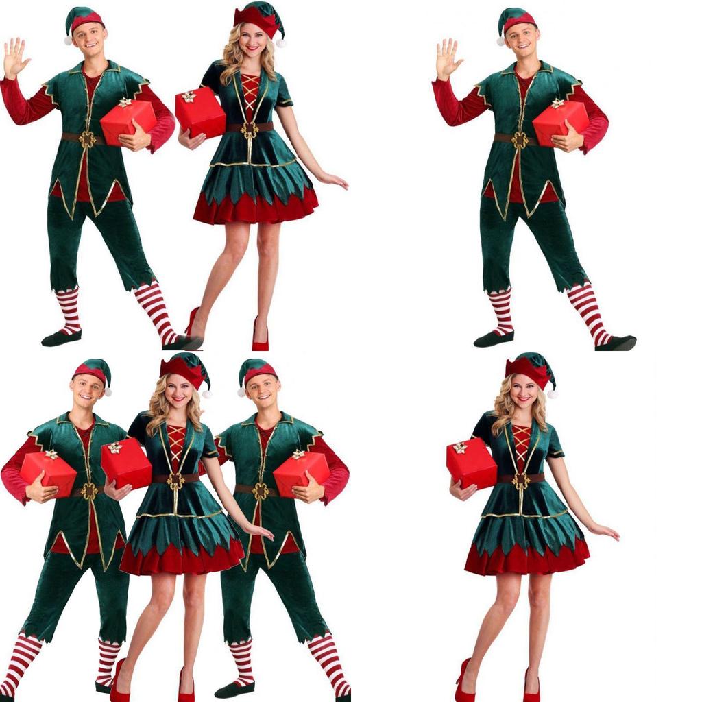 Men's And Women's Holiday Santa's Helper Costume With Soft Touch For Festive Cheer
